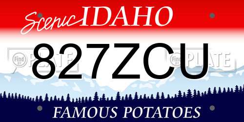 827ZCU Idaho License Plate