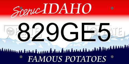 829GE5 Idaho License Plate