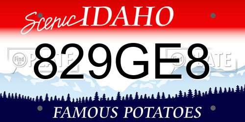 829GE8 Idaho License Plate