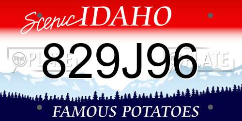 829J96 Idaho License Plate