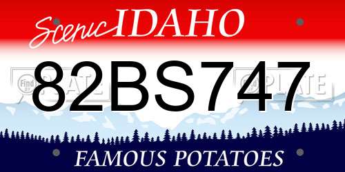 82BS747 Idaho License Plate