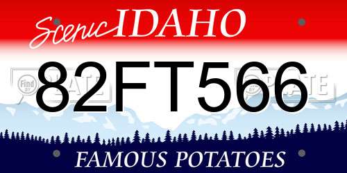 82FT566 Idaho License Plate