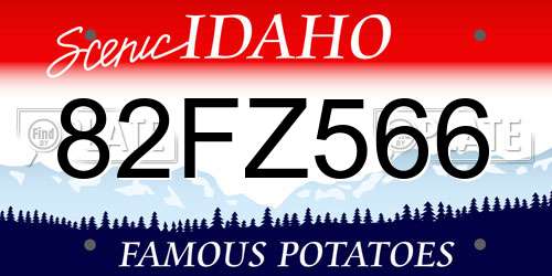 82FZ566 Idaho License Plate