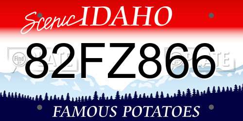 82FZ866 Idaho License Plate