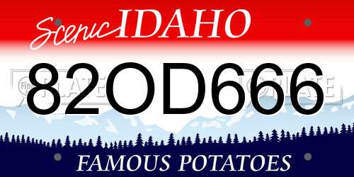 82OD666 Idaho License Plate