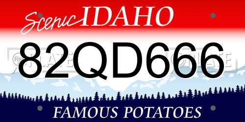 82QD666 Idaho License Plate