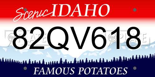 82QV618 Idaho License Plate