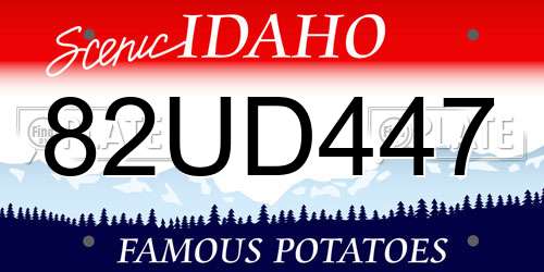 82UD447 Idaho License Plate