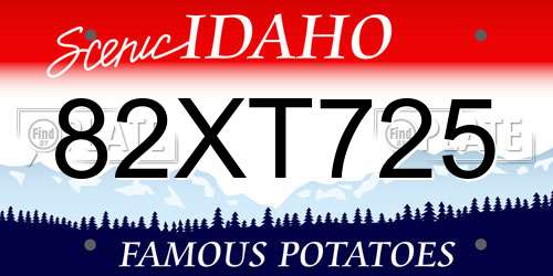 82XT725 Idaho License Plate