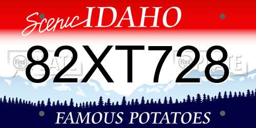 82XT728 Idaho License Plate