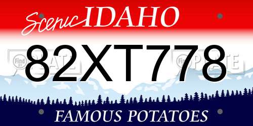 82XT778 Idaho License Plate