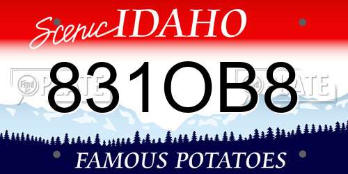 831OB8 Idaho License Plate
