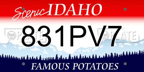 831PV7 Idaho License Plate