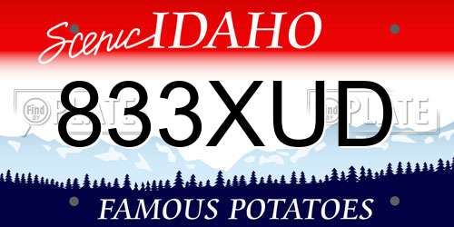 833XUD Idaho License Plate