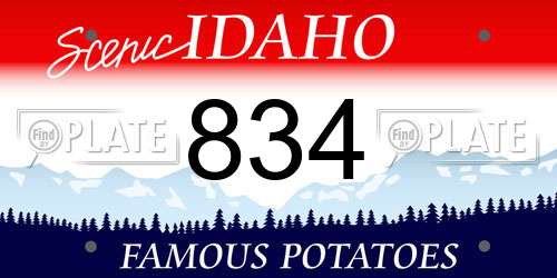 834 Idaho License Plate