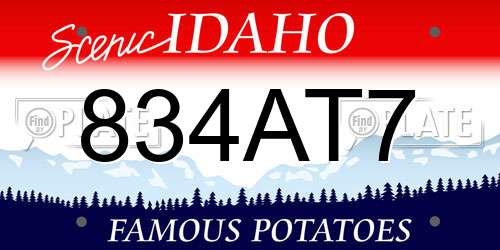 834AT7 Idaho License Plate