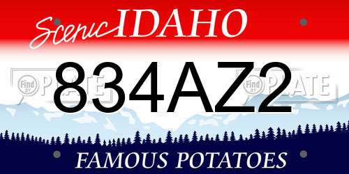 834AZ2 Idaho License Plate