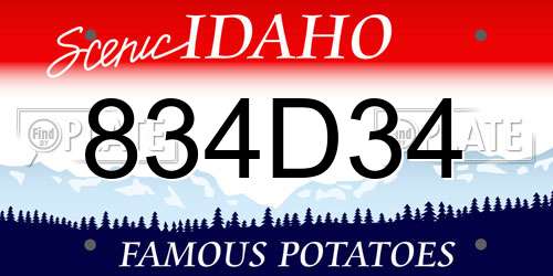 834D34 Idaho License Plate