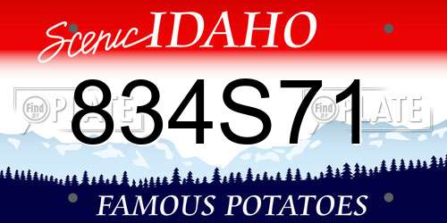 834S71 Idaho License Plate