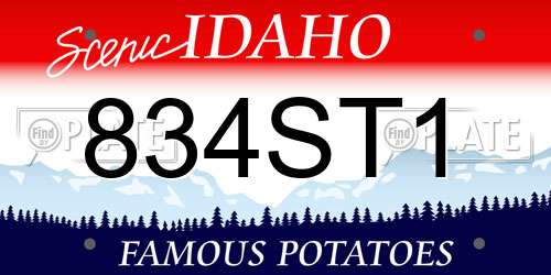 834ST1 Idaho License Plate
