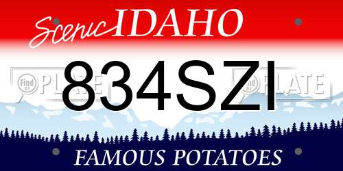 834SZI Idaho License Plate
