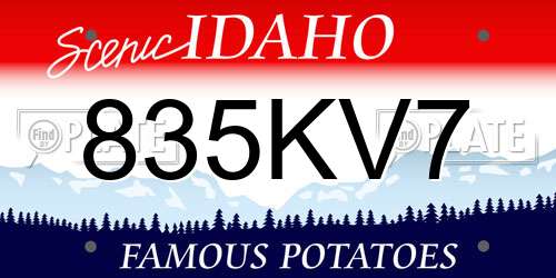 835KV7 Idaho License Plate