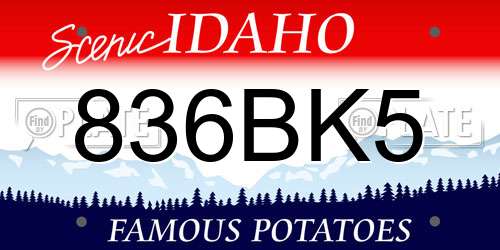 836BK5 Idaho License Plate