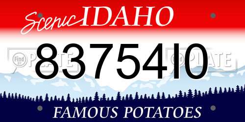 83754I0 Idaho License Plate