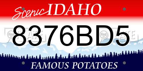 8376BD5 Idaho License Plate