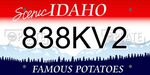 838KV2 Idaho License Plate