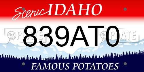 839AT0 Idaho License Plate