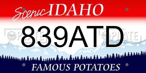 839ATD Idaho License Plate