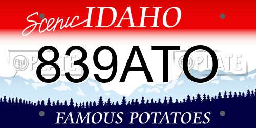 839ATO Idaho License Plate