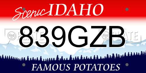 839GZB Idaho License Plate