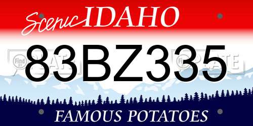 83BZ335 Idaho License Plate
