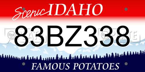 83BZ338 Idaho License Plate