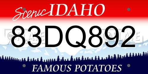 83DQ892 Idaho License Plate