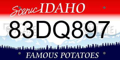 83DQ897 Idaho License Plate
