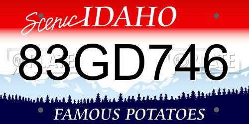 83GD746 Idaho License Plate