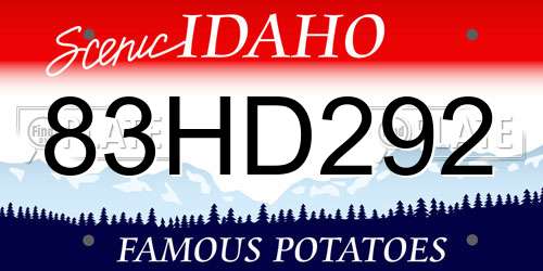 83HD292 Idaho License Plate