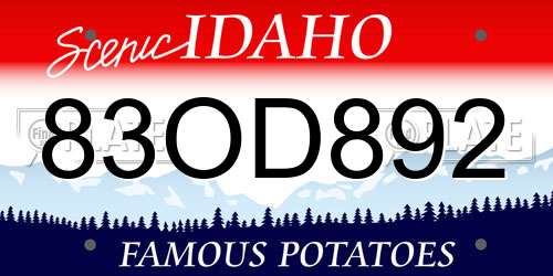 83OD892 Idaho License Plate