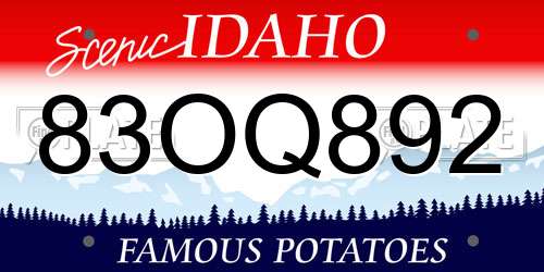 83OQ892 Idaho License Plate
