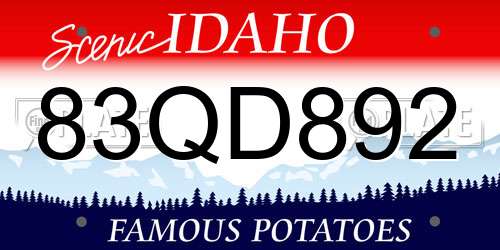 83QD892 Idaho License Plate
