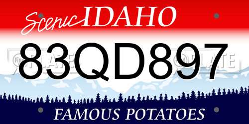 83QD897 Idaho License Plate