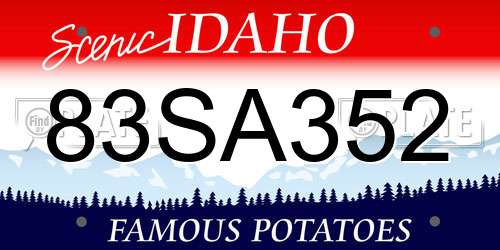 83SA352 Idaho License Plate