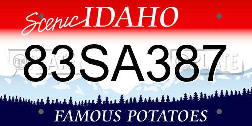 83SA387 Idaho License Plate