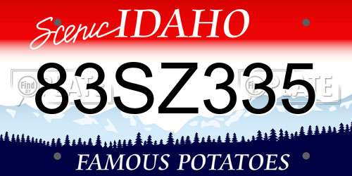 83SZ335 Idaho License Plate