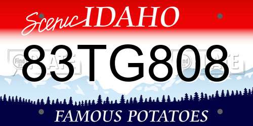 83TG808 Idaho License Plate