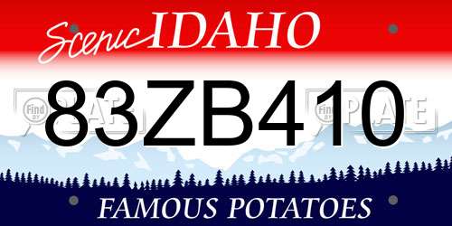 83ZB410 Idaho License Plate