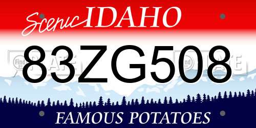 83ZG508 Idaho License Plate